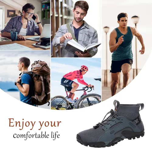 Vista 5 de Lymeral Zapatos acuáticos de senderismo para hombre, tenis deportivos de punto, para pesca, senderismo, antideslizantes, para entrenamiento