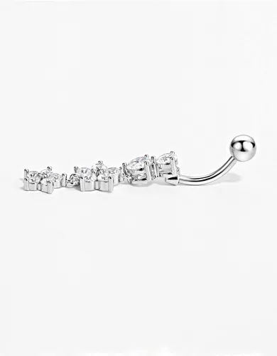 Vista 2 de Piercing para ombligo de acero quirúrgico 316L, circonita cúbica, para ombligo, calibre 14, 0.39 pulgadas, para ombligo, calibre 14, 0.394 pulgadas