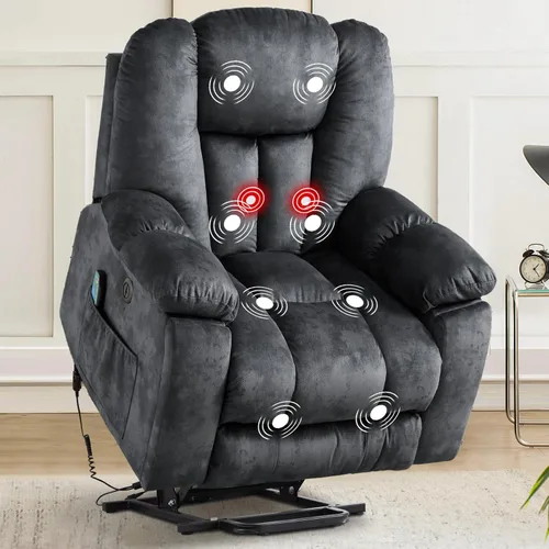 Vista 9 de CANMOV Silla reclinable eléctrica con masaje y calor para adultos mayores, reclinables anchos y tapizados, mecanismo de movimiento reclinable