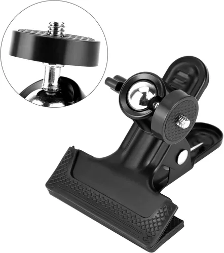 Vista 3 de QWORK Paquete de 4 soportes multifuncionales de trípode para cámara con trípode giratorio de 360 grados, mini cabeza de bola, color negro