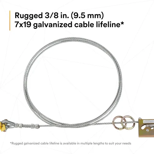 Vista 5 de 3M DBI-SALA Sayfline 7602090 Sistema de línea de vida horizontal, cable de 90 pies con terminación Wedgegrip, tensor de tensor, absorbente