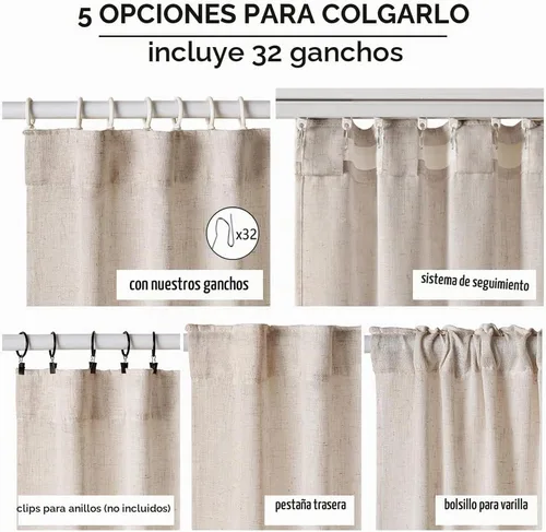 Vista 6 de MIULEE Cortinas de lino natural de 84 pulgadas de largo 2 paneles, con pestaña trasera con cinta plisada, cortinas de textura de lino suave y gruesa