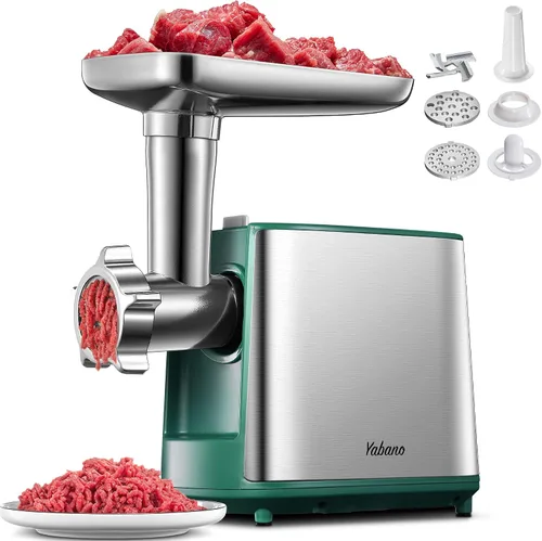 Vista 10 de Picadora de carne eléctrica, picadora de carne de alta resistencia, máquina de embutir salchichas, picadora de alimentos con kit de salchichas y Azul
