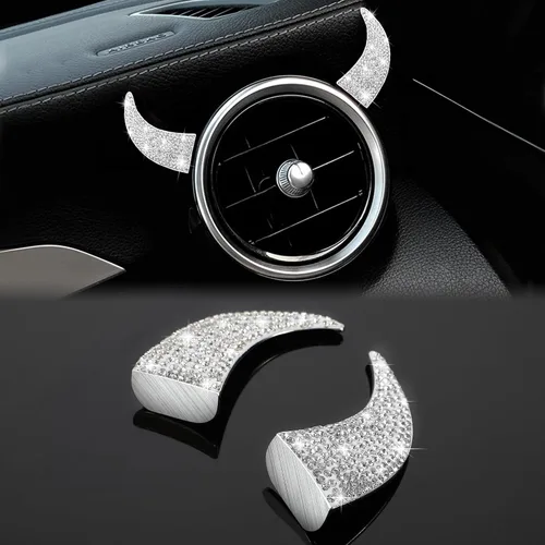 Vista 11 de WINKA Bling Devil Bull Horn 3D - Calcomanías decorativas brillantes para el interior del automóvil, para salpicadero, camión, motocicleta