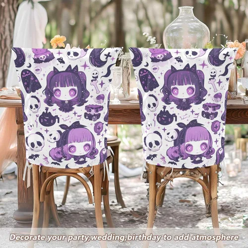 Vista 5 de Juego de 2 fundas para silla de escritorio para dormitorio, extraíbles para taburetes de aula, fundas para sillas de comedor, 2 piezas, decoración