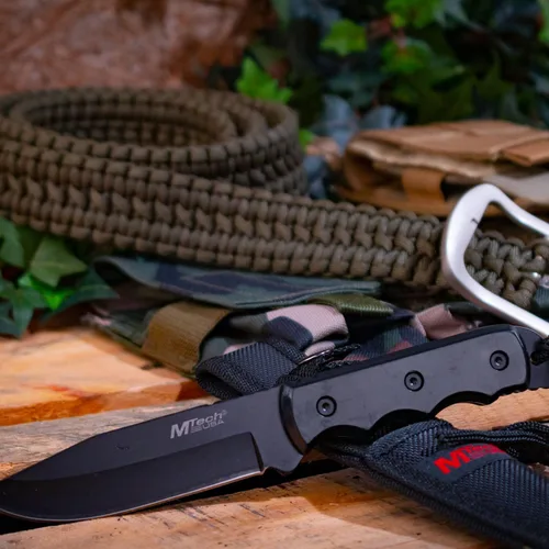 Vista 6 de MTech USA MT-20-35 cuchillo de hoja fija, con hoja de punta caída negra, mango de plástico, 8 pulgadas en total