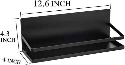 Vista 4 de Soporte magnético para toallas de papel con gancho para refrigerador, refrigerador, organizador para cocina, apartamento, sin taladros, negro, 3