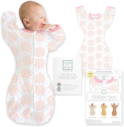 Vista 16 de SwaddleDesigns Saco de envolver con brazos arriba, mangas de media longitud y puños de mitones