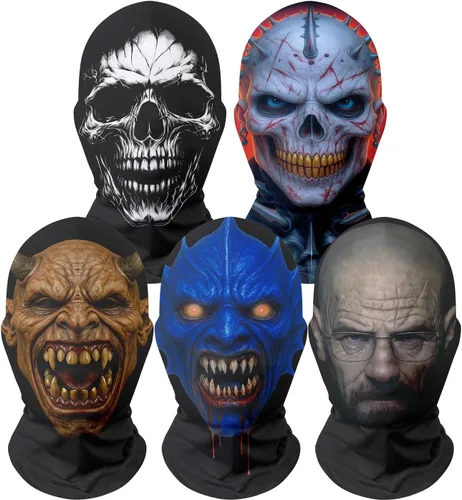 Vista 9 de Paquete de 5 pasamontañas transpirables de malla 3D para Halloween