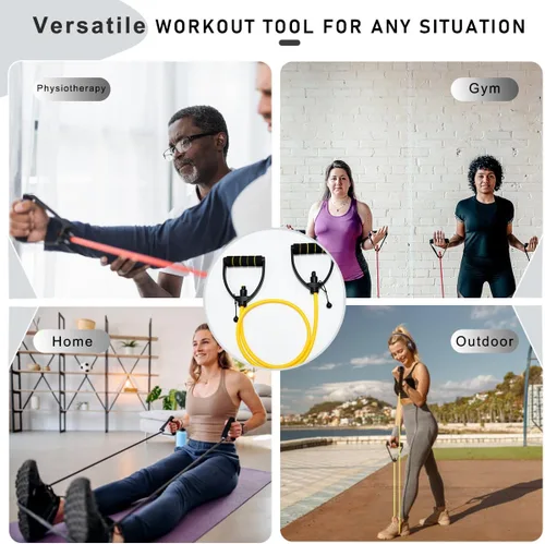 Vista 6 de Bandas de resistencia con asas, bandas de resistencia para ejercicio, bandas de entrenamiento con anclajes de puerta, longitud ajustable