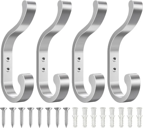 Vista 13 de bussdis Ganchos de pared para colgar abrigos, ganchos de mochila resistentes para pared, soporta hasta 30 libras, ganchos grandes para toallas, Negro