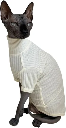 Vista 3 de Beep Blue Sphynx Cat Shirt Ropa Cuello Alto Algodón Gato Chaleco Suéter Sin mangas, material suave, suéter para las cuatro estaciones, mezcla