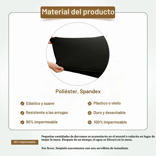 Vista 5 de Mantel de mesa rectangular de 4 pies con ajuste elástico, mantel de elastano elástico de 4 pies para mesas de comedor, para interiores y exteriores