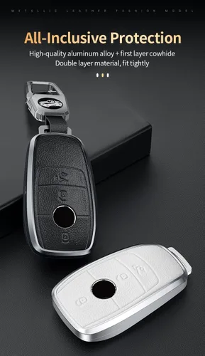 Vista 4 de Funda para llavero remoto de entrada sin llave inteligente para Mercedes Benz E S Class W213 2021, Marrón