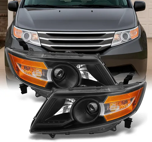 Vista 9 de AKKON - Compatible con faros delanteros halógenos tipo halógeno Honda Odyssey 11-17 2011-2017 con señal de giro secuencial de rayas LED, carcasa