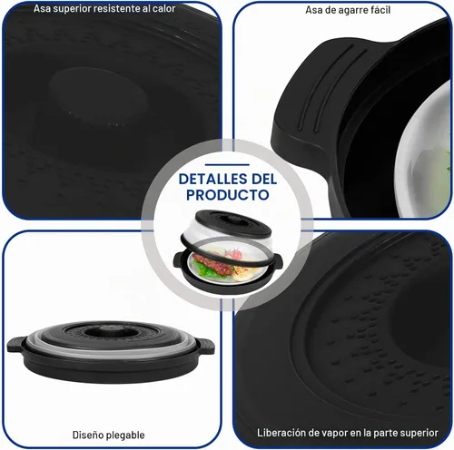 Vista 6 de Funda de alimentos para microondas de 10.7 pulgadas con alfombrilla aislante de calor, cubierta plegable antisalpicaduras de microondas