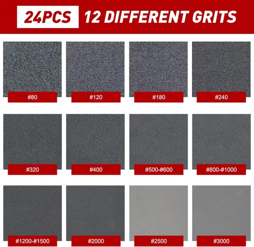 Vista 3 de 24 Piezas Esponjas de Lijado Grano 1200-1500, Bloques de Lijado Lavables y Reutilizables para Madera, Metal, Paneles de Yeso, Acristalamiento, Papel