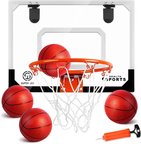 Vista 8 de Mini Aro de Baloncesto Sobre la Puerta - Juego de Aro de Baloncesto Montado en la Pared con Accesorios Completos - Juguetes de Baloncesto Regalos