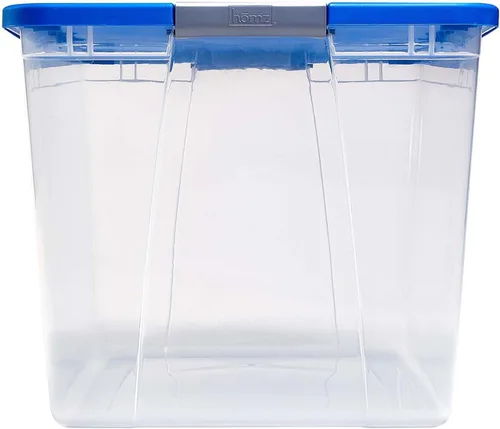 Vista 12 de HOMZ Compartimiento de almacenamiento transparente Snaplock con tapa, X Large Latching-64 Quart (Juego de 2), Azul, Paquete de 2 Tapa azul