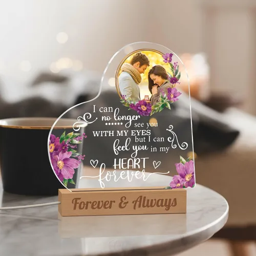 Vista 6 de Luz nocturna con foto personalizada, lámpara LED con nombre de corazón, lámpara acrílica personalizada con imagen, regalo para su novia, amante