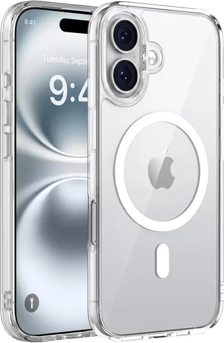 Vista 100 de Miracase - Funda magnética para iPhone 13 de 6.1 pulgadas (compatible con MagSafe) (con 2 protectores de pantalla), protección de grado militar Negro