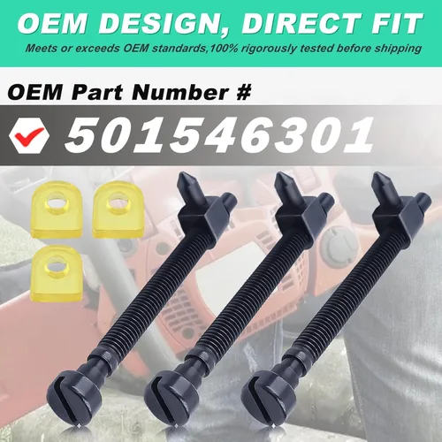 Vista 3 de Adefol Paquete de 3 tornillos tensores de cadena para Husqvarna 42 44 50 51 51EPA 55 55 Rancher 234 238 242 246 133 444 motosierra reemplazar