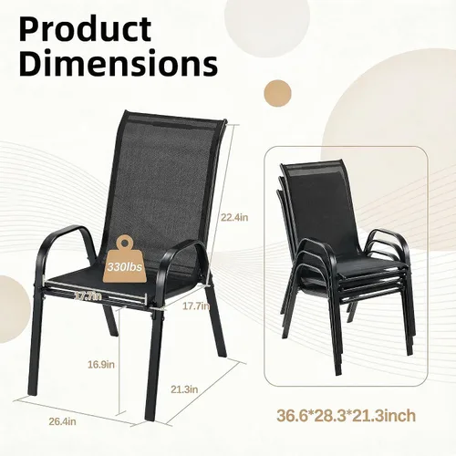 Vista 2 de MAMIZO Sillas de comedor para patio, silla Teslin apilable para todo tipo de clima, juego de sillas transpirables resistentes al aire libre