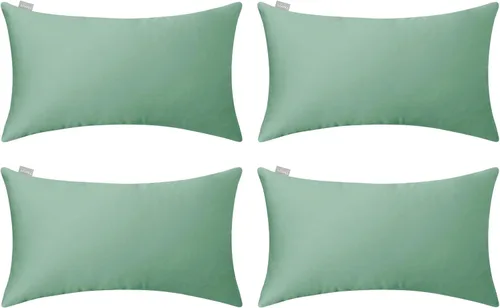 Vista 79 de Thmyo - Paquete de 4 fundas de almohada decorativas de 100 % algodón para lumbar, cómodas, sólidas, para Navidad/Halloween, fundas de cojín Blanco