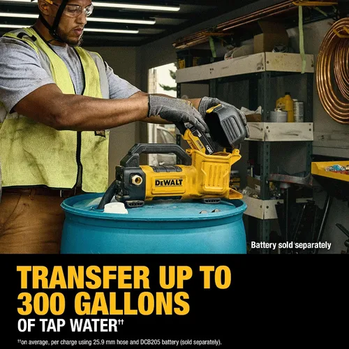 Vista 6 de DEWALT Bomba de Transferencia 20V MAX, 10 GPM, Potente y Ligera, Versatilidad de Grado Profesional, Solo Herramienta (DCE050B)