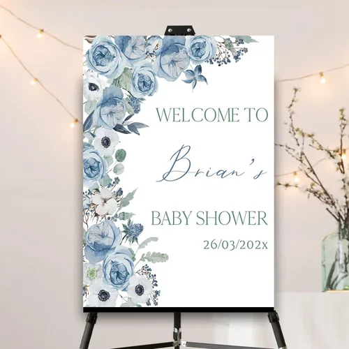 Vista 19 de Letrero de bienvenida personalizado para baby shower, letrero de bienvenida personalizado para bebé, letrero de bienvenida de globo azul, decoración