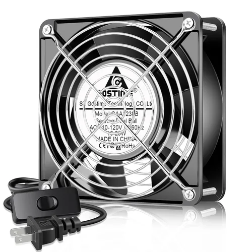 Vista 10 de GDSTIME Ventilador Axial de 90mm, 110V 120V CA, 92 mm x 92 mm x 25 mm, de rodamiento de bolas doble con cable de alimentación para proyectos