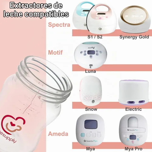 Vista 5 de Nenesupply Biberones de almacenamiento de leche materna de cuello ancho de 9 onzas, paquete de 4, biberones de extractor de leche para usar