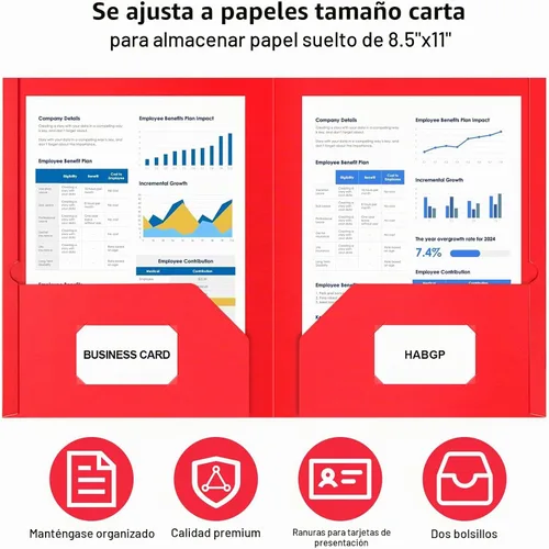 Vista 2 de 5 carpetas de archivos con bolsillos, carpetas de archivos de color papel para documentos