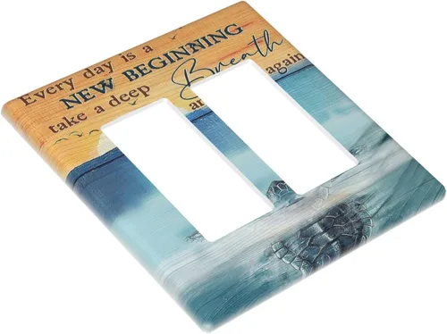 Vista 113 de Cubiertas Decorativas para Placas de Interruptor Diente de León Azul Rústico Citas Inspiradoras Casa de Campo Tablón de Madera Gris 1 Gang Cubierta