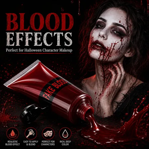 Vista 4 de Kit de maquillaje SFX de Halloween, pintura facial y sangre Varios