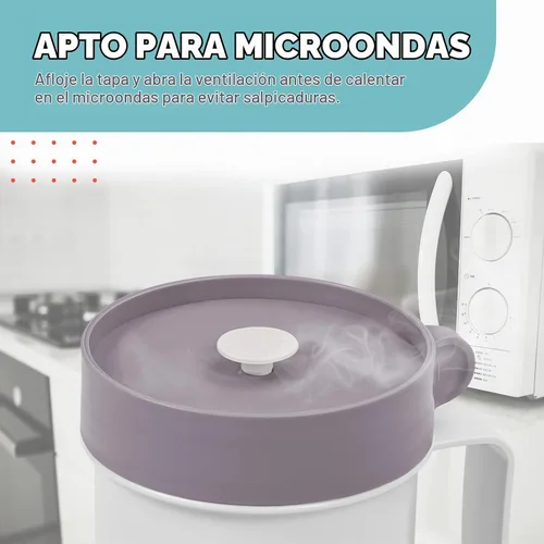Vista 5 de MATICAN Taza de sopa para microondas con tapa, recipiente para sopa con tapa para fideos ramen, sopa, bebidas, apto para microondas, incluye Gris