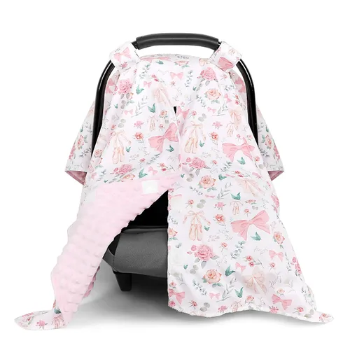 Vista 10 de Funda para asiento de coche infantil, toldo cálido de invierno de minky suave para bebés y niños pequeños, abertura con correa ajustable, funda Negro