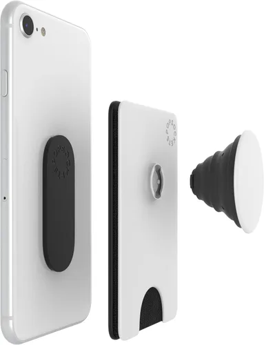 Vista 3 de PopSockets - Cartera de teléfono con agarre extensible para teléfono, tarjetero para teléfono - blanco y negro Blanco negro