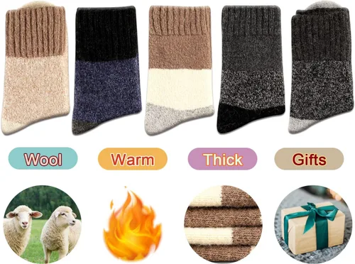 Vista 6 de Heatuff Calcetines de lana de invierno para mujer, cálidos, suaves, con cojín completo (5 pares)
