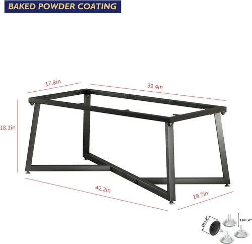 Vista 2 de FUSHIAIPTC Patas de metal para mesa auxiliar, base geométrica resistente de 18 pulgadas para muebles de mesa, patas para mesitas de noche, mesa