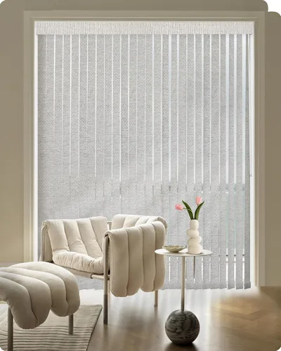Vista 18 de Graywind Persianas Verticales de Tela Tamaño Personalizado Opacas Control de Varilla Gratuito Reversible Privacidad Juego de Lamas de Riel