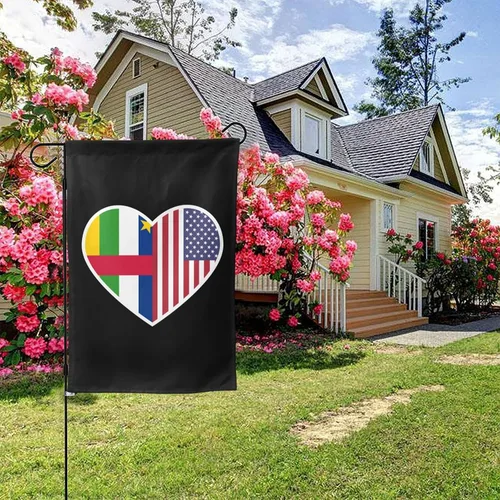 Vista 5 de I Love America And The Central African Republic Garden Flag 12.5"x18" Inch Double Sided Garden Flags Home Lawn Outdoor Decor Flags Party Banner