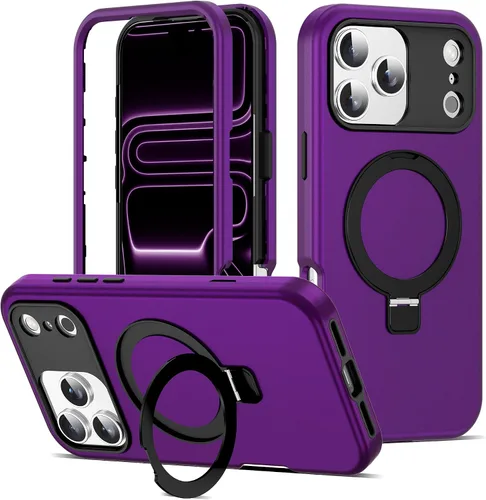Vista 20 de Funda compatible con iPhone 13 y 14 de 6.1 pulgadas con soporte de anillo magnético [protección militar contra caídas] [compatible con Mag-Safe]
