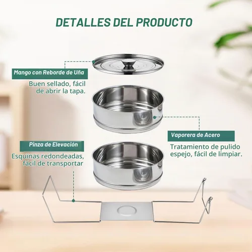 Vista 3 de Insertos apilables de acero inoxidable, juego de insertos de vapor de 2 niveles de 6 cuartos con asas para ollas instantáneas y ollas a presión