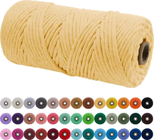 Vista 175 de JeogYong Cordón de macramé de un solo hilo 3 mm x 109 yardas (328 pies) Cuerda de algodón suave Hilo de macramé de 3 mm, suministros de macramé