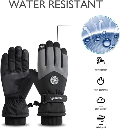 Vista 2 de ZJRXM Guantes de esquí impermeables para pantalla táctil guantes de nieve para hombres y mujeres antideslizantes guantes de invierno cálidos