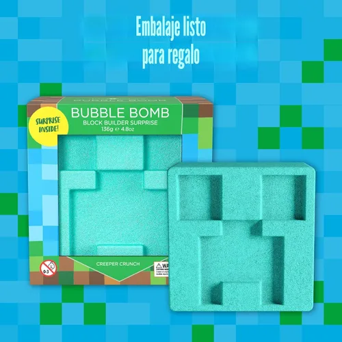 Vista 9 de TNT Creeper - Bomba de baño para niños con figura sorpresa de constructor de bloques en el interior (paquete de 1) - Bomba de mina de burbujas