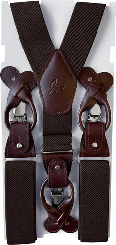 Vista 2 de Jacob Alexander Tirantes elásticos sólidos para hombre, extremos y clips de cuero convertibles, espalda en Y