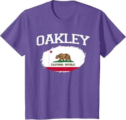 Vista 40 de OAKLEY CA CALIFORNIA Flag Vintage USA Sports Hombre Mujer Camiseta, Negro