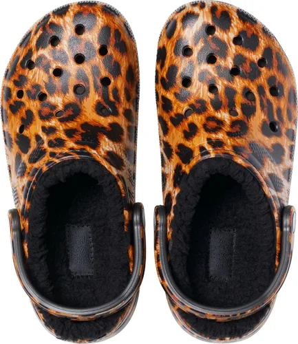 Vista 4 de Crocs Zueco clásico forrado con estampado animal para mujer Pantuflas mullidas